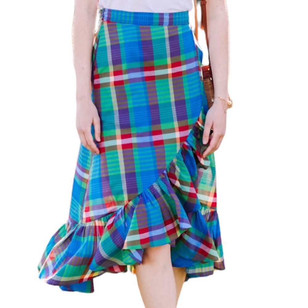 Kiel James Patrick (KJP) Lake Abanakee "Summer Soiree" Madras Skirt | Size 8